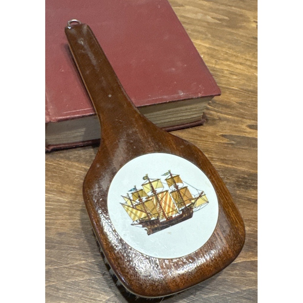 Rare Vintage West Germany Sailboat Wooden Grooming Brush